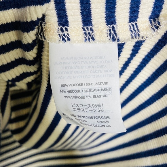 MADEWELL Navy Blue Cream Ribbed Halter Neck Shift Dress District Dress Size XXS - Picture 7 of 7